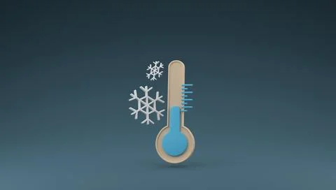 Minimal thermometer with low temperature 3D render illustration Stock Illustration