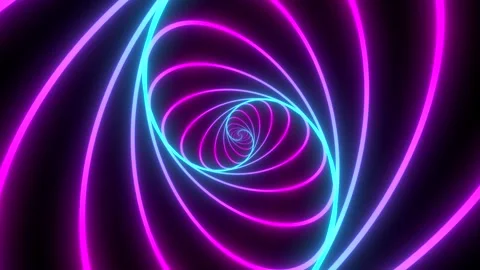 Minimal thin fluorescent spiral in infinite rotation. Stock Footage 141340643