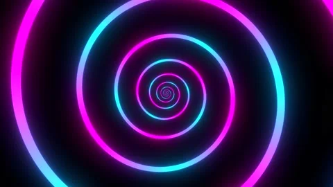 Minimal thin fluorescent spiral in infinite rotation. Stock Footage 171884253