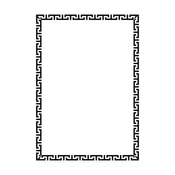Minimal thin Greek key rectangle frame featuring elegant meander ornament s.. 스톡 일러스트