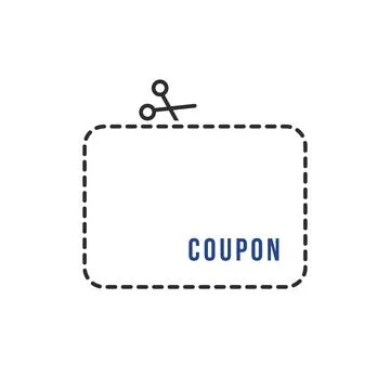 Minimal thin line coupon with scissors 스톡 일러스트