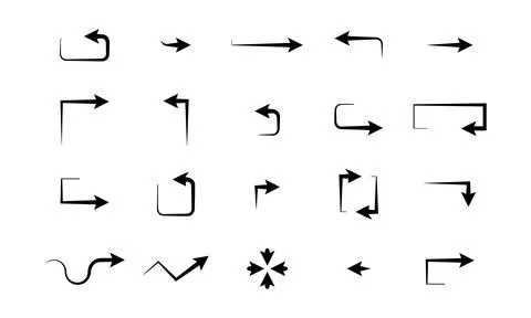 Minimal Thin Line Turn and Loop Arrow Mega Pack Stock Illustration