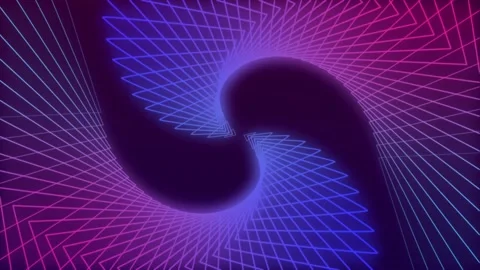 Minimal thin neon spiral in infinite rotation. Shiny swirl in blue and pink Stock Footage 183674663