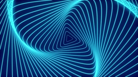 Minimal thin neon spiral in infinite rotation. Shiny Triangular in blue neon Stock Footage 183674795