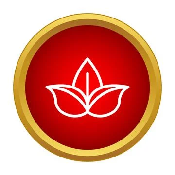 Minimal three leaf plant icon in red circle Stock Illustration