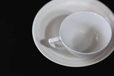 Minimal top view of an empty white coffee cup Stock Photos