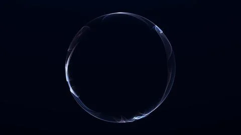 Minimal translucent light sphere with delicate glowing waves on a dark back.. Stock Illustration
