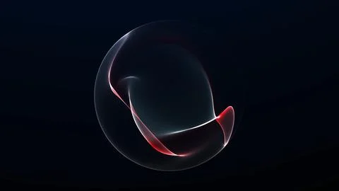 Minimal transparent energy sphere with red glowing plasma waves forming fut.. Stock Illustration