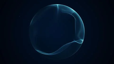 Minimal transparent light sphere on dark blue background, elegant futuristi.. Stock Illustration