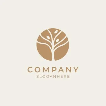 Minimal tree logo design Stock Illustration