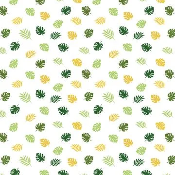 Minimal Tropical Leaf Seamless Pattern with Monstera Palm and Gold Accents イラスト素材