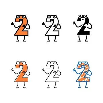 Minimal two number character color icon vector Stock Illustration