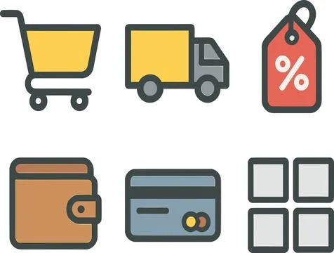 Minimal UI Icons for Ecommerce Interface Design Stock Illustration