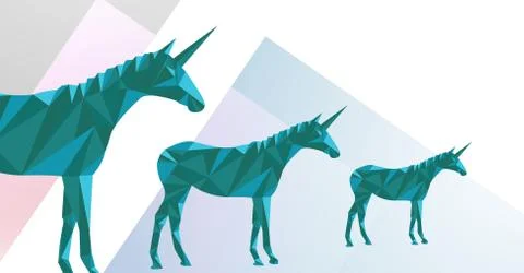 Minimal unicorns in perspective view Illustrazione stock