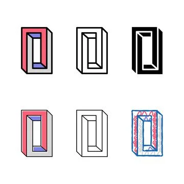 Minimal unreal impossible geometric shape color icon vector Illustrazione stock
