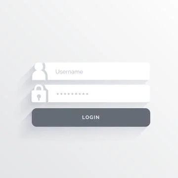 Minimal user interface login form design with shadows Stock Illustration