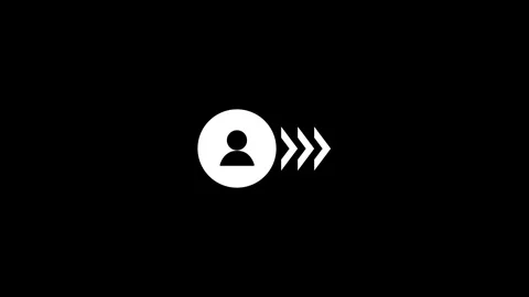 Minimal user profile login icon with forward arrows motion on transparent bg Video stock 341762130