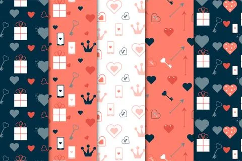 Minimal Valentine pattern collection for book covers, wallpapers, or backgr.. Stock Illustration