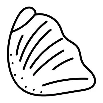 Minimal vector contour drawing of a seashell in elegant line art style. Illustrazione stock