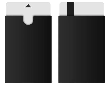 Minimal vector illustration of a black card holder with an access card partia Illustrazione stock
