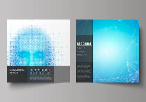 The minimal vector illustration of editable layout of two square format covers Stockillustratie