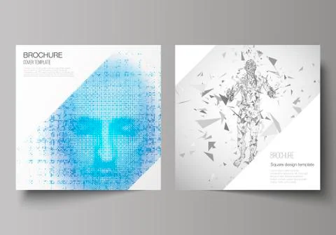 The minimal vector illustration of editable layout of two square format covers Stock Illustration