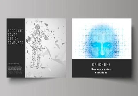 The minimal vector illustration of editable layout of two square format covers イラスト素材