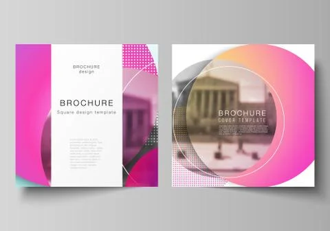 The minimal vector illustration of editable layout of two square format covers Stock Illustration