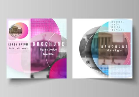 The minimal vector illustration of editable layout of two square format cover Stock Illustration