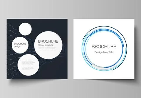 The minimal vector illustration of editable layout of two square format covers Stock Illustration