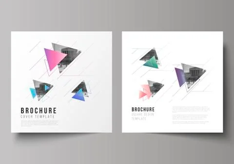 The minimal vector illustration of editable layout of two square format covers Stock Illustration