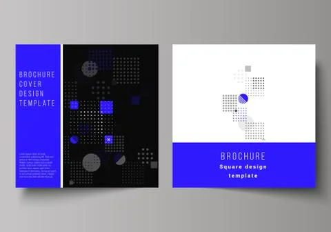 The minimal vector illustration of editable layout of two square format covers Stock Illustration