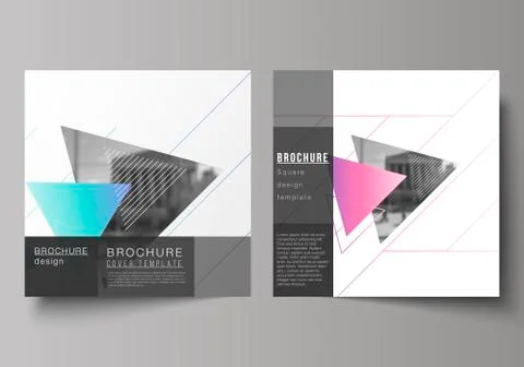 The minimal vector illustration of editable layout of two square format covers Stock Illustration