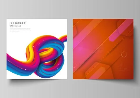 Minimal vector illustration layout of two square format covers design templates Stock Illustration