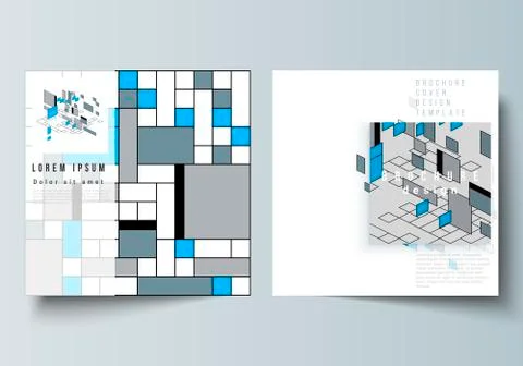 The minimal vector layout of two square format covers design templates for br Stock Illustration