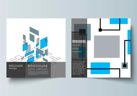 The minimal vector layout of two square format covers design templates for Stock Illustration