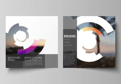 The minimal vector layout of two square format covers design templates for Stock Illustration