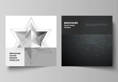 Minimal vector layout of two square format covers design templates for brochure Stock Illustration