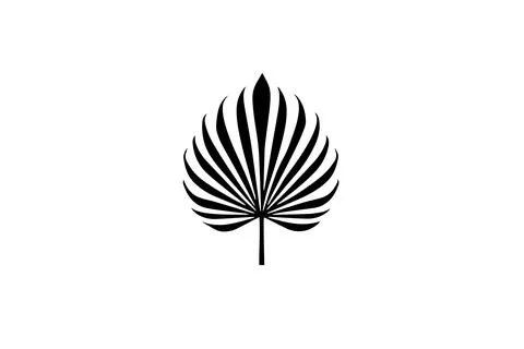 Minimal Vector Palm Leaf Logo: Abstract Tropical Design for Modern Jungle Vibes. Stock Illustration