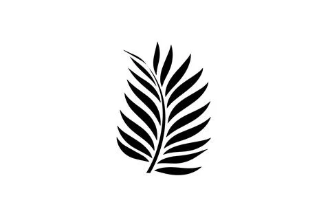 Minimal Vector Palm Leaf Logo: Abstract Tropical Design for Modern Jungle Vibes. イラスト素材