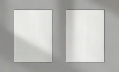 Minimal vector poster mockup with window shadow overlay. Two blank white paper Stock Illustration