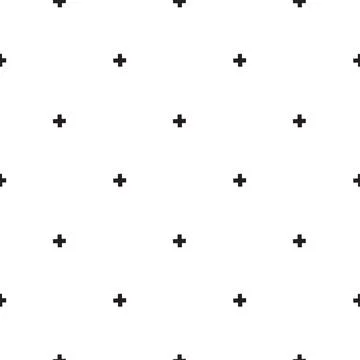 Minimal vector seamless pattern in scandinavian style black crosses isolated on Stock Illustration