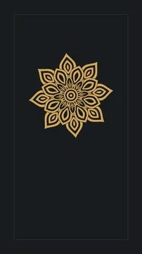 Minimal vertical composition places a small intricate gold mandala in the u.. Stock Illustration