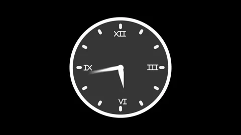 Minimal wall clock with roman numerals simple modern time design animation Stock Footage 337181182
