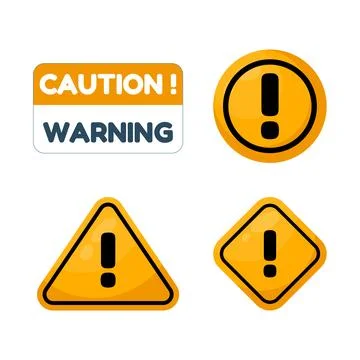 Minimal warning icon set featuring caution, danger, error, prohibition, alert. Иллюстрация