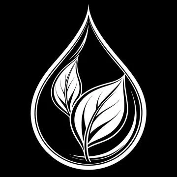 Minimal Water Drop and Leaf Icon for Eco Sustainability Stock Illustration