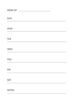 Minimal Weekly Planning Template Stock Illustration