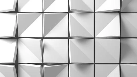 Minimal white blocks arranged in a repeating geometric grid, 3d render Stock Illustration