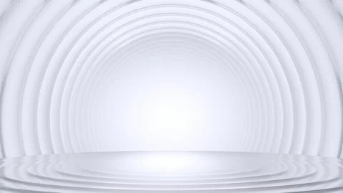 Minimal white circular stage with arch tunnel Stock Footage 305064542