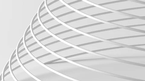 Minimal white composition of overlapping spiral rings, 3d Illustrazione stock